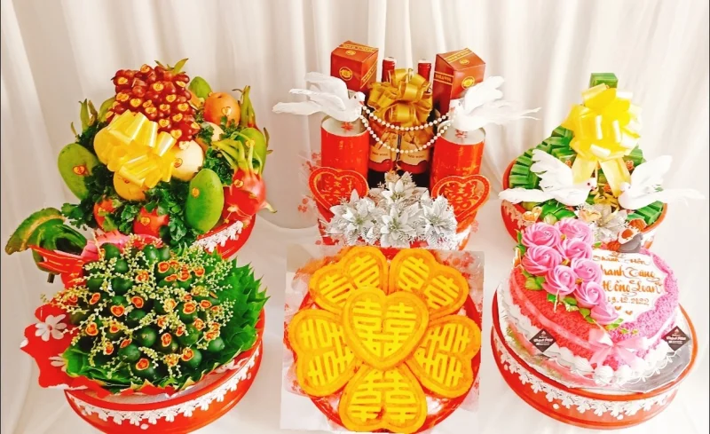 Mâm quả đám hỏi Dĩ An - Tráp Đám Hỏi tại Dĩ An Chất Lượng từ TuyeWedding